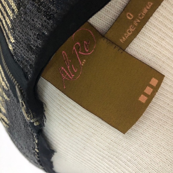 Ali Ro Sequin Striped Black & Gold Sheath Dress - Picture 7 of 8